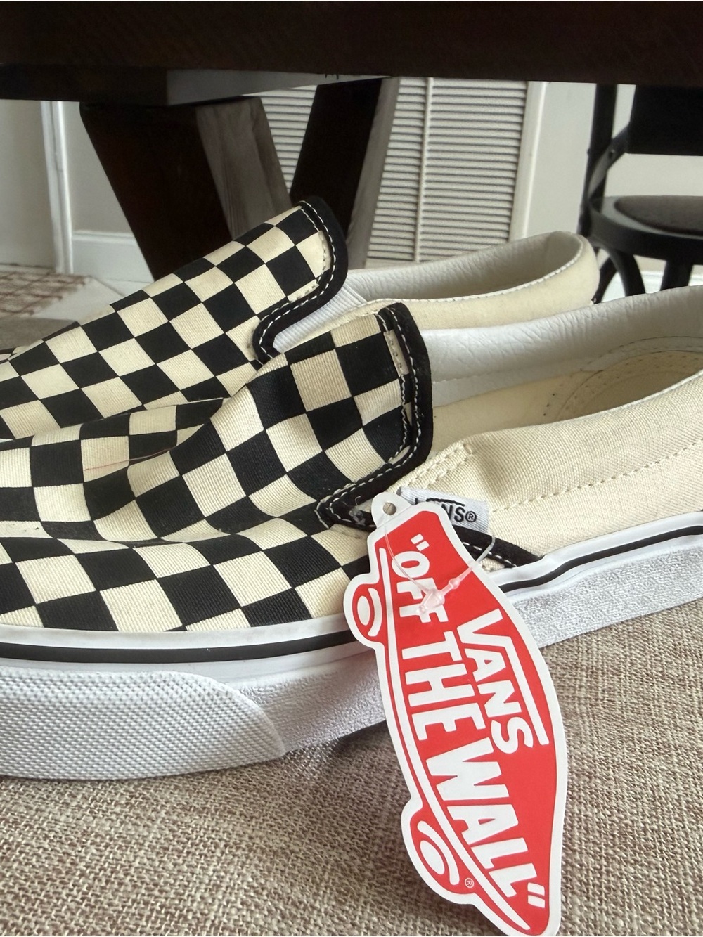 Vans Classic Slip-On Checkerboard Sneakers - Black/White